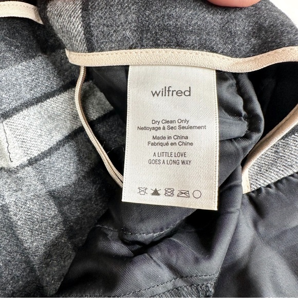 Aritzia Wilfred Chambery Check Plaid Pants Trousers SZ 00 Virgin Wool Gray Black - Picture 11 of 15